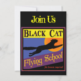 Black Cat Flies School Halloween-inbjudningar Inbjudningar