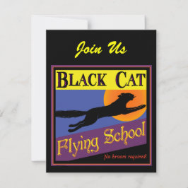 Black Cat Flies School Halloween-inbjudningar Inbjudningar