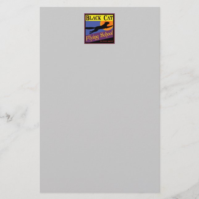 Black Cat Flies School Halloween Stationery Brevpapper (Framsida)