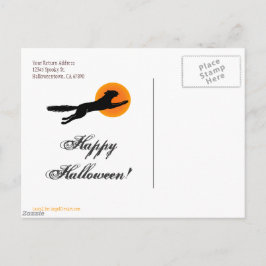 Black Cat Flies School Happy halloween vykort