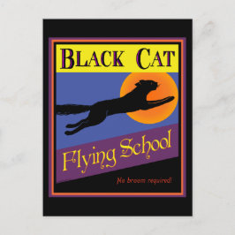 Black Cat Flies School Vintage Halloween-vykort Vykort
