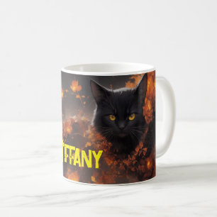 Black Cat Flower Magic Dagaily Halloween Kaffemugg