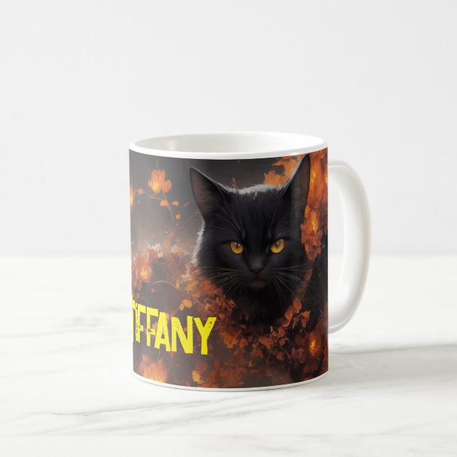 Black Cat Flower Magic Dagaily Halloween Kaffemugg (Framsida höger)