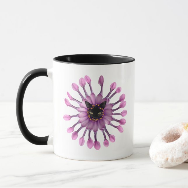 Black Cat Flower Mugg (Med munk)