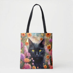 Black Cat Flowers Garden Cat 736 Tygkasse