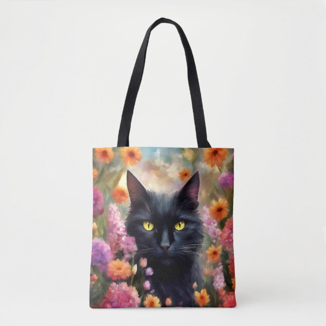 Black Cat Flowers Garden Cat 736 Tygkasse (Framsida)