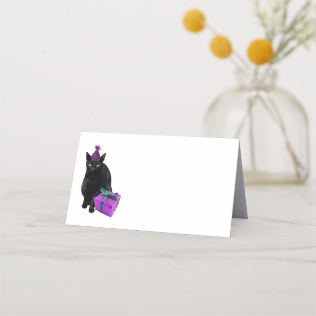 Black Cat Födelsedagsfest Place Card Placeringskort (Framsida)