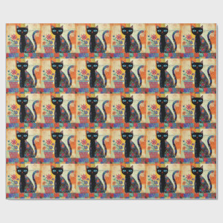 Black Cat Folk Art Presentpapper