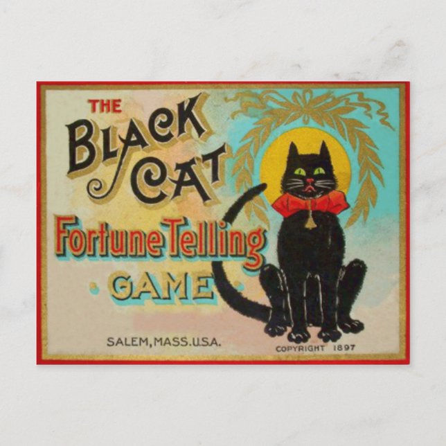Black Cat Fortune Telling Game Vykort (Framsida)