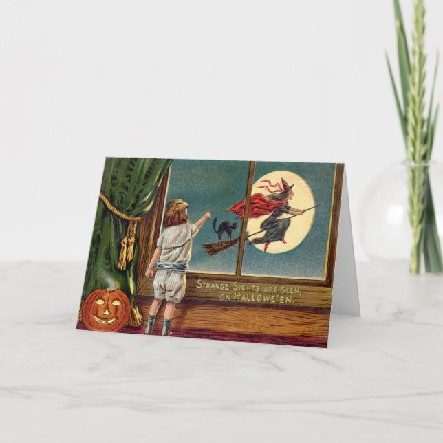 Black Cat Ful Måne Pumpkin Kort (Framsida)