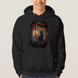 Black Cat Full Moon Fall Autumn Halloween Hoodie