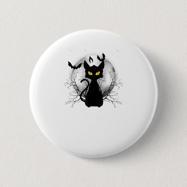 Black Cat Full Moon Fladdermus & Starry Night Hall Knapp (Framsida)