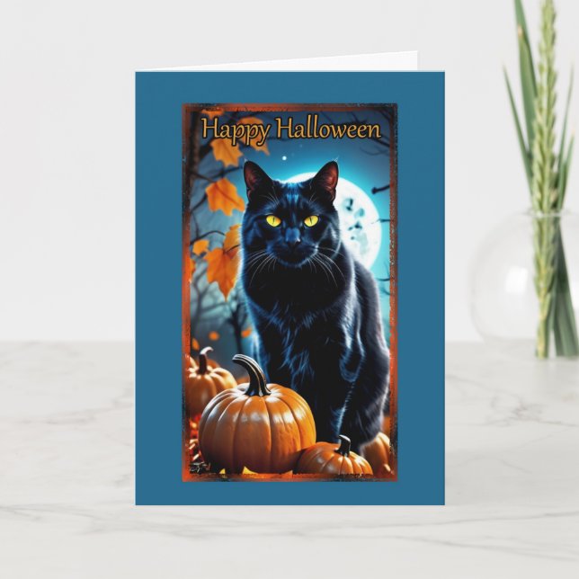 Black Cat Full Moon Halloween-kort Kort (Framsida)