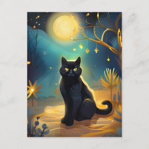 Black Cat Full Moon Vykort