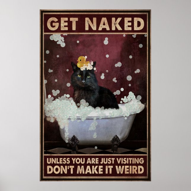 Black Cat Funny Bathroom Poster (Framsidan)