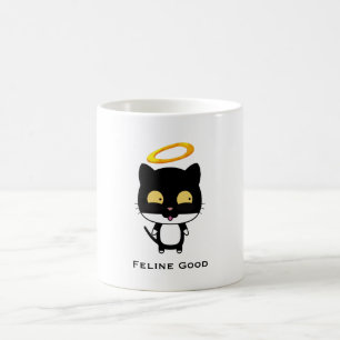 Black Cat Funny Pun with Halo - Kattdjurets Bra Kaffemugg