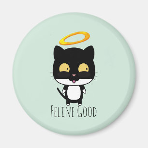 Black Cat Funny Pun with Halo - Kattdjurets Bra Magnet