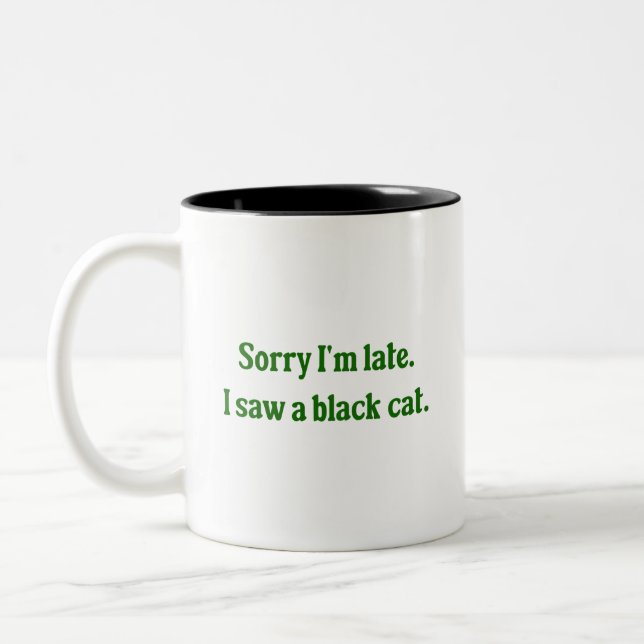 Black Cat Funny Två-Tonad Mugg (Vänster)