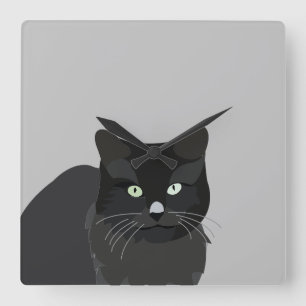 Black Cat Fyrkantig Klocka