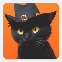 Black Cat Fyrkantigt Klistermärke