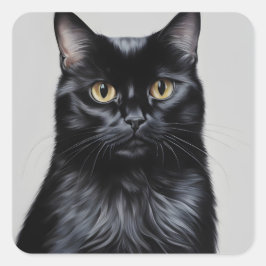 Black Cat Fyrkantigt Klistermärke