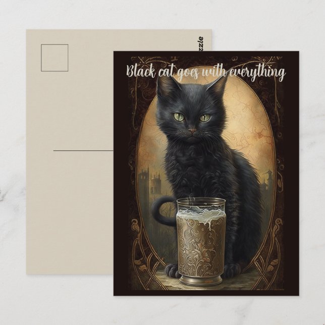 Black Cat går med allt Personlig Vykort (Fram/baksida)