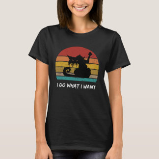 Black Cat Ge Mitten Finger Retro I gör vad jag gör T Shirt