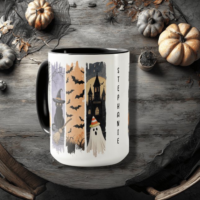 Black Cat, Ghost, Pumpkin, Fladdermus & Haunted Ho Mugg (Skapare uppladdad)
