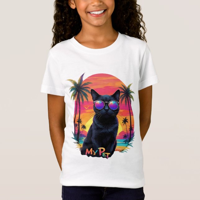Black Cat Girl T-shirt (Framsida)