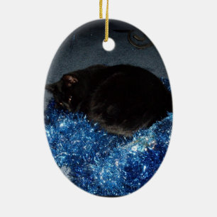 BLACK CAT, GOD JUL-dekoration Julgransprydnad Keramik