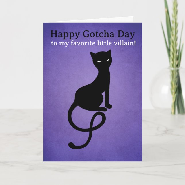 Black Cat Gotcha Day Card - Funny Void Cat Kort (Framsida)