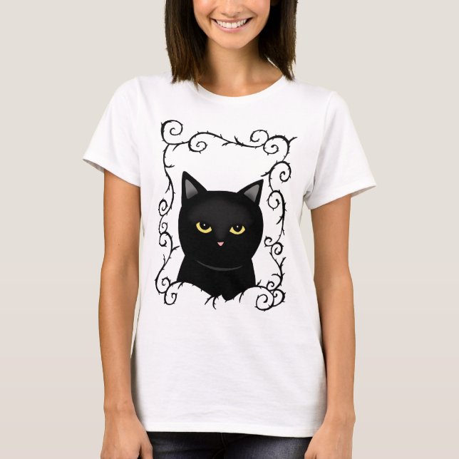 Black Cat Goth Black cat lover Halloween Horror  T Shirt (Framsida)