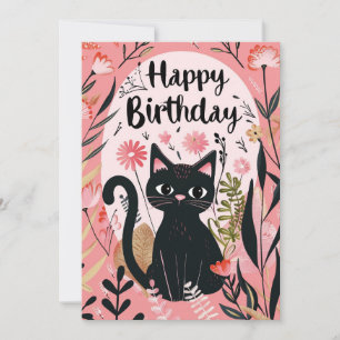Black Cat Grattis på födelsedagen Julkort