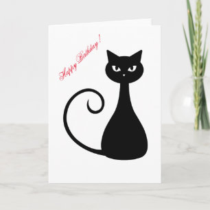 Black cat Grattis på födelsedagen-kort Kort