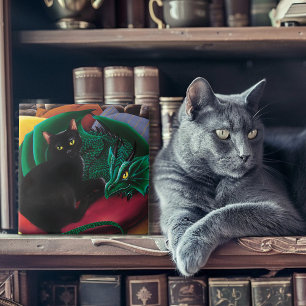 Black Cat Grönt Dragon Kakelplatta