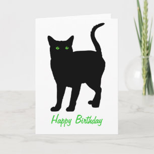 Black Cat Grönt Ögon Birthday Kort