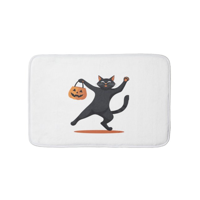 Black cat grooving vid Halloween-basen, sving Badrumsmatta (Framsidan)