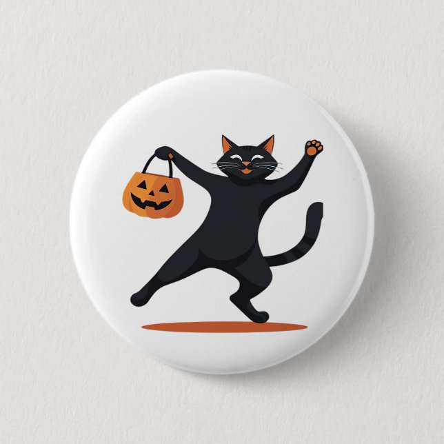 Black cat grooving vid Halloween-basen, sving Knapp (Framsida)