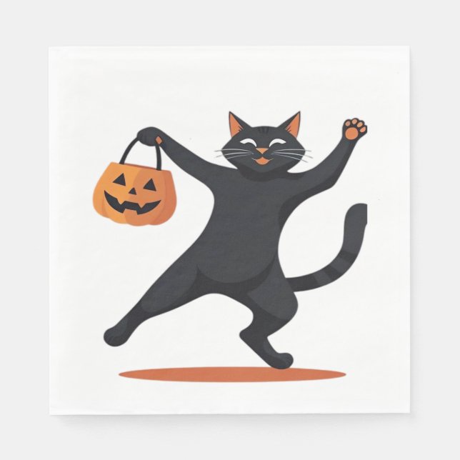 Black cat grooving vid Halloween-basen, sving Pappersservett (Framsidan)