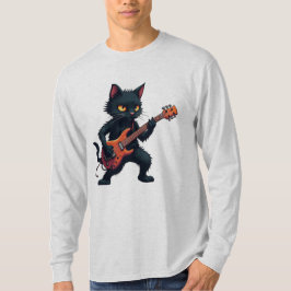 Black Cat Guitar Player T Shirt