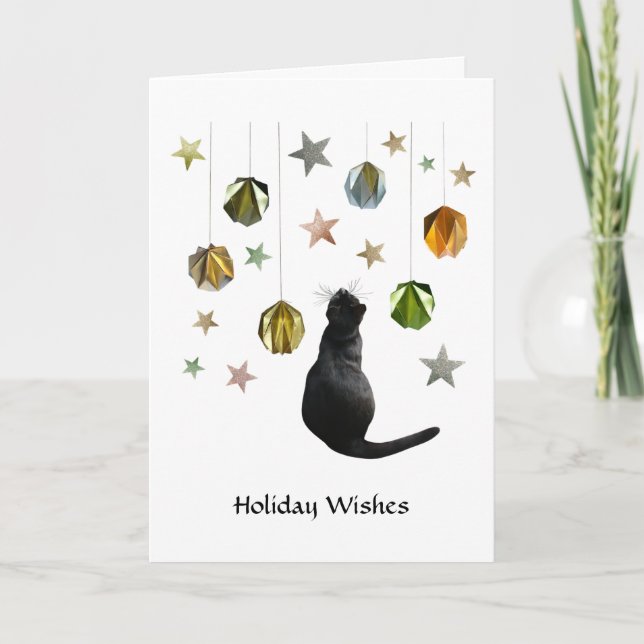 Black Cat Guld Papper Bollar och Stars Card Kort (Framsida)