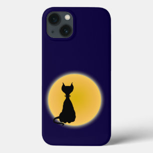 Black Cat & Gult Måne Halloween Art