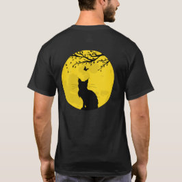 Black Cat Gult Måne T-Shirt