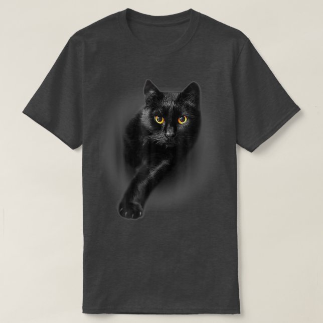 Black Cat Gult Öga Cats Tee Gifts  (Design framsida)