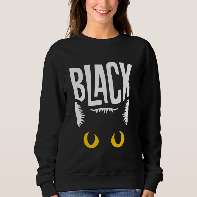 Black Cat Gult Öga T Shirt (Framsida)