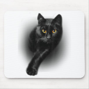 Black Cat Gult Ögon Cats Tee Gifts Mors dag Musmatta