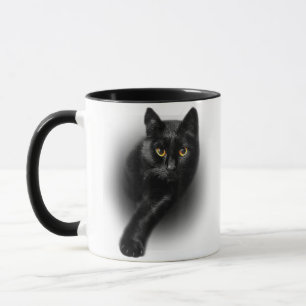 Black Cat Gult Ögon T-Shirt Cats Tee Mugg
