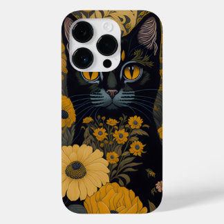 Black Cat Gult Ögon Vintage Flowers