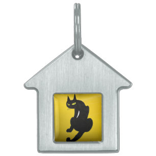 BLACK CAT,Gult topaz Namnbricka Husdjur