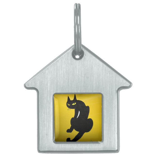 BLACK CAT,Gult topaz Namnbricka Husdjur (Framsidan)